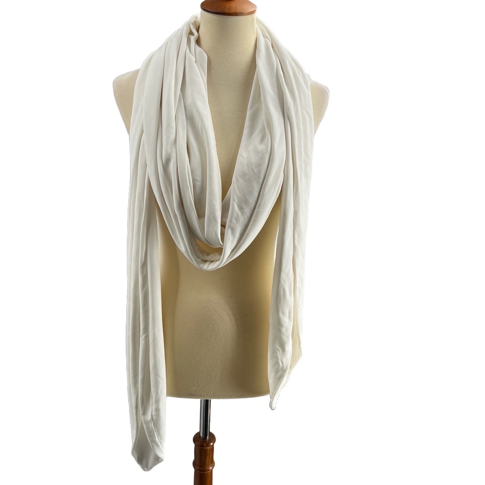 Elizabeth Mason Couture White Extra Long Stretch‎ Scarf Wrap Shawl 12” x 156”